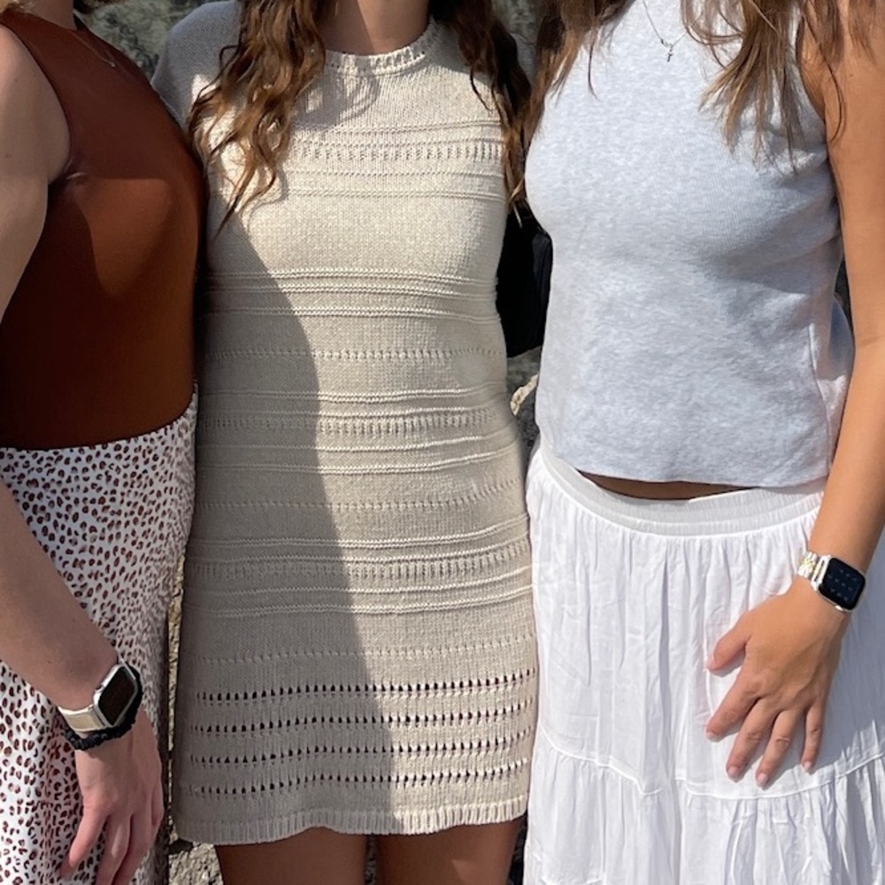 ZARA Beige Knit Short Sleeve Dress